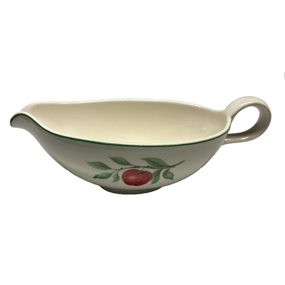 Homer Laughlin Rhythm Gravy Boat Red Apple Pink Flowers